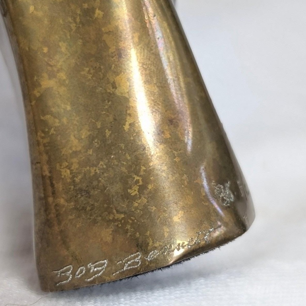 Vintage 1979 Bob Bennett Signed Bronze Hand Sculpture Bud Vase Modernist Art - Picture 5 of 14